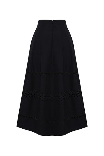 Embroidered Eyelet Midi Skirt
