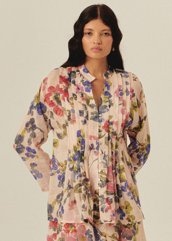 Watercolor Floral Tunic Blouse