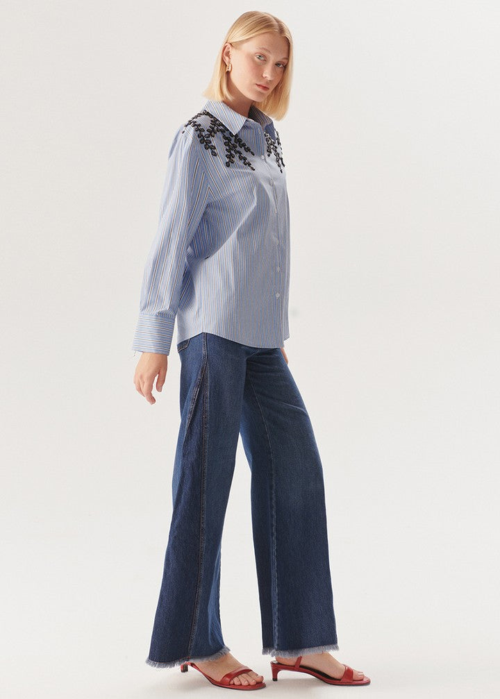 Elegant Beaded Work Shirt