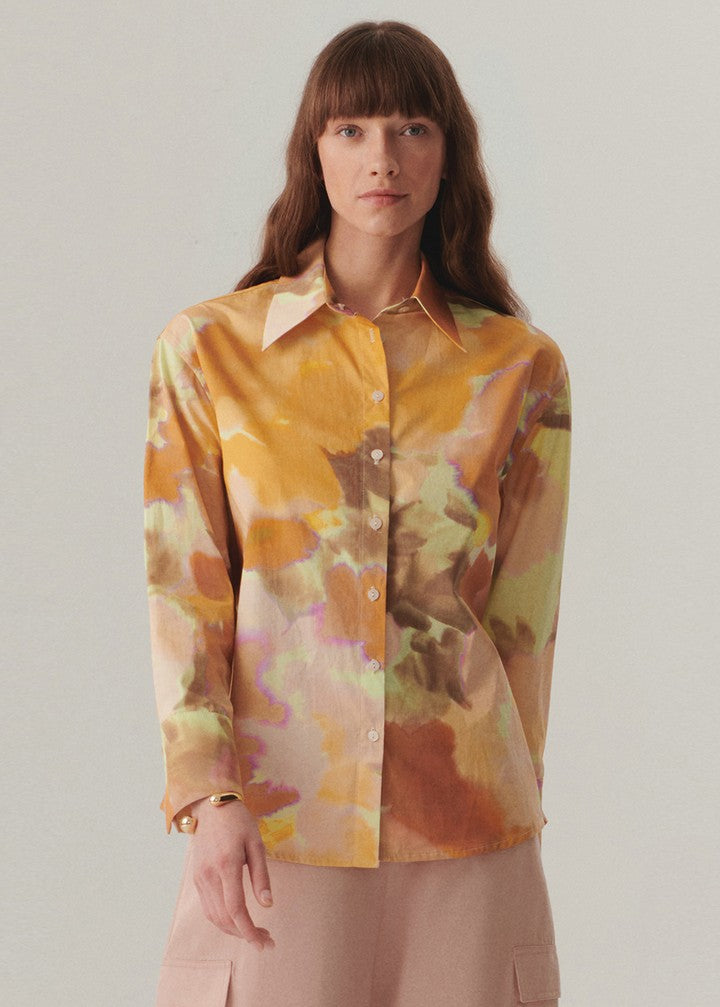 Watercolor Cotton Button-Up