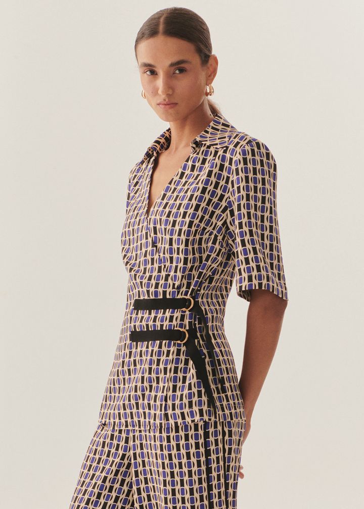 Checkered Belted Wrap Top