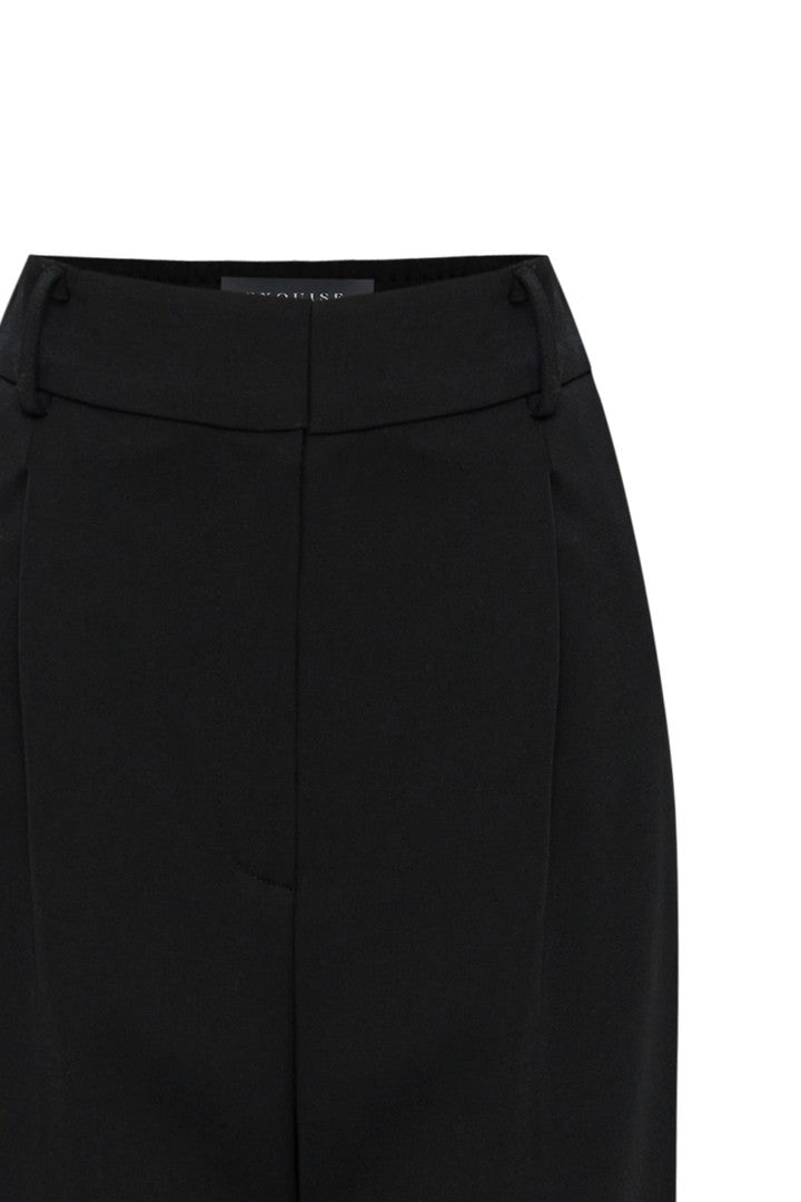 Black Regular Fit Wide Leg Pants