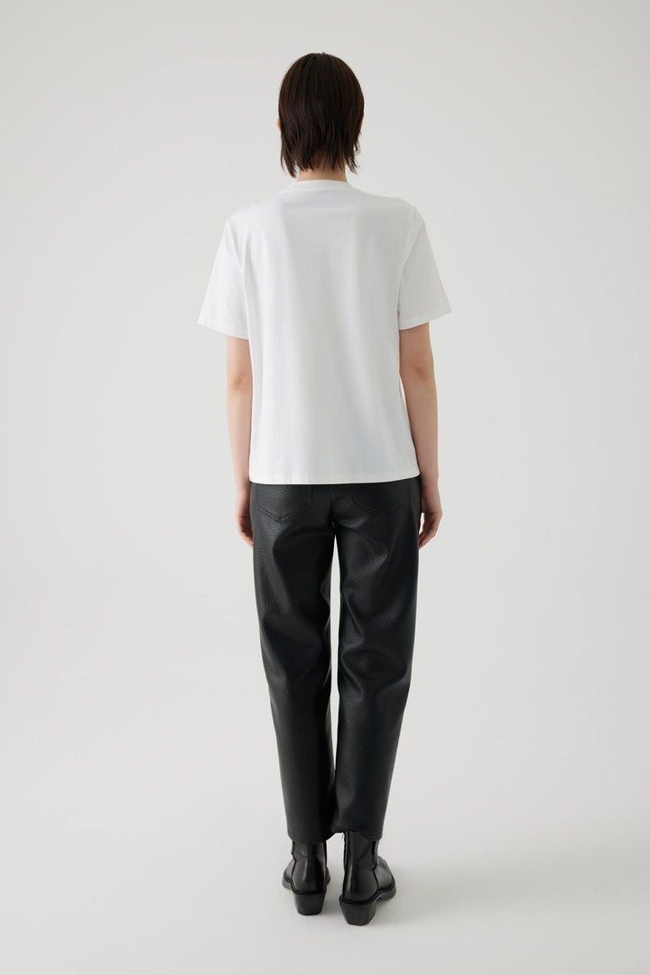 Regular Fit Cotton T-Shirt with Crystal Stone Embellished Neckline