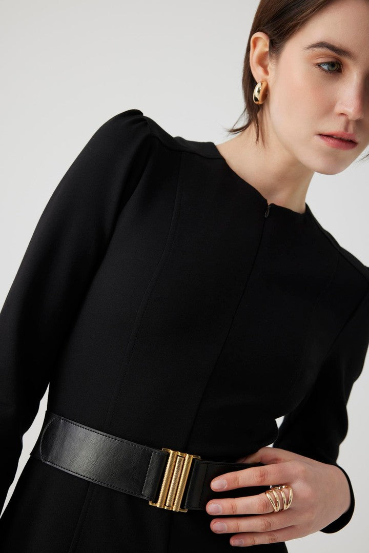 Anthea Belted Maxi Dress - BLACK