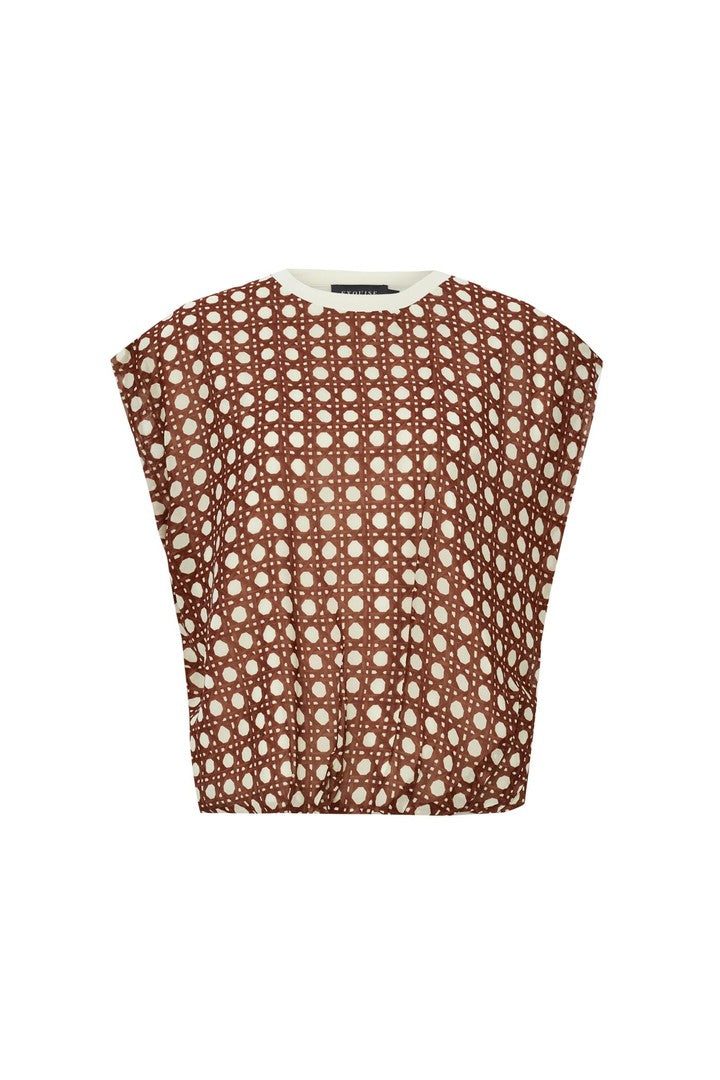 Brown Regular Fit Blouse with Basket Weave Pattern