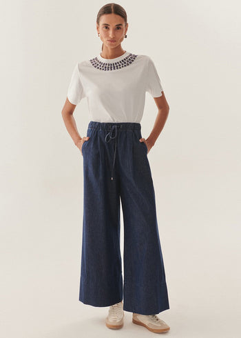 Indigo Drawstring Palazzo Pants