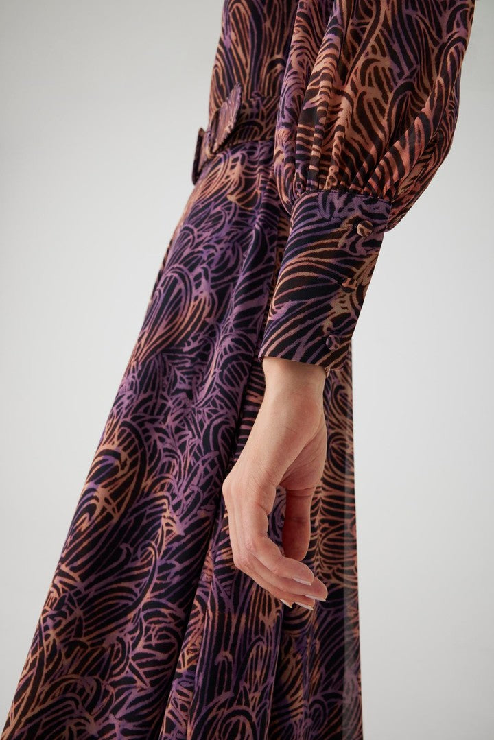 Regular Fit Midi Dress with Ethnic Pattern