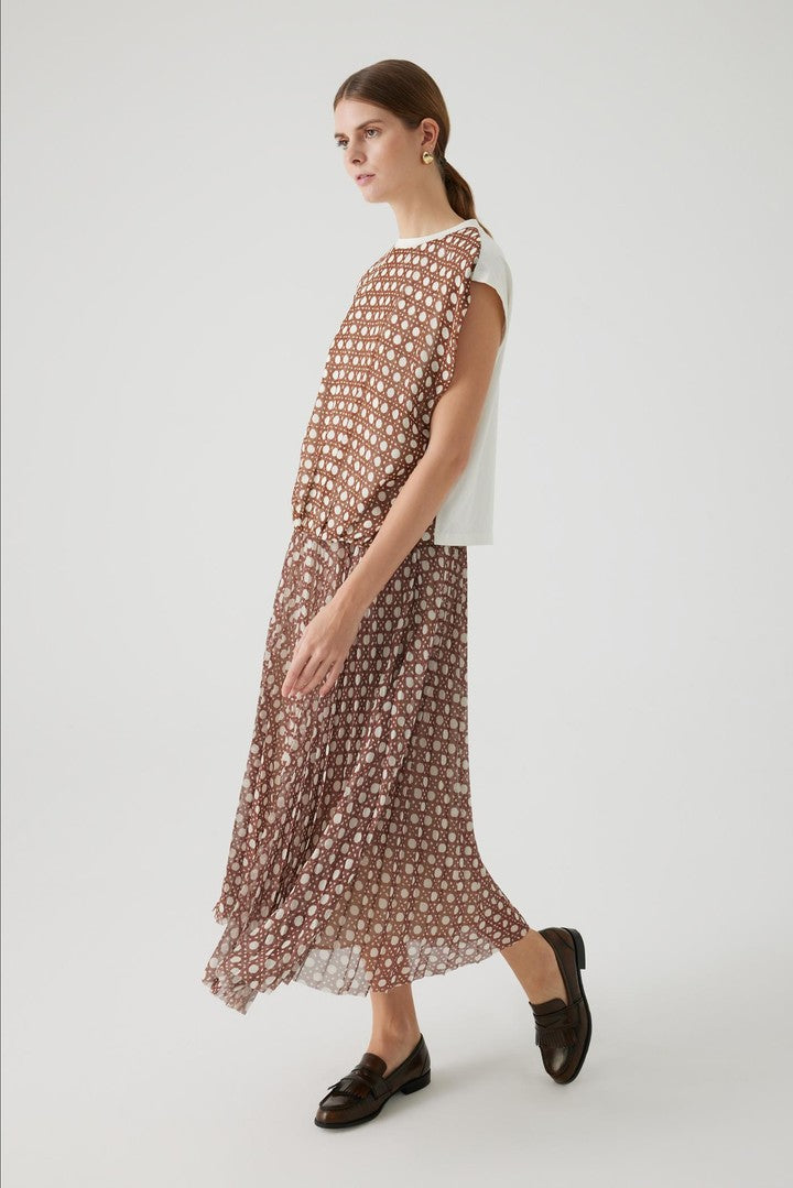 Brown Regular Fit Blouse with Basket Weave Pattern