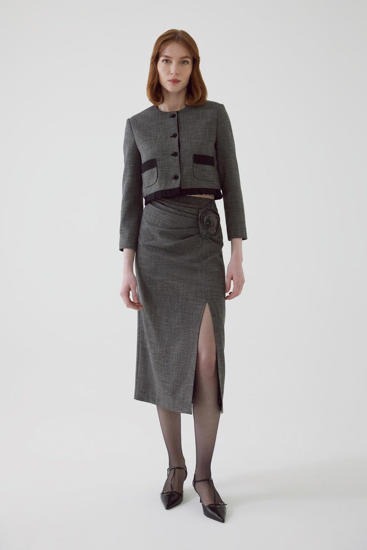 Anthracite Regular Fit Cropped Jacket with Pockets