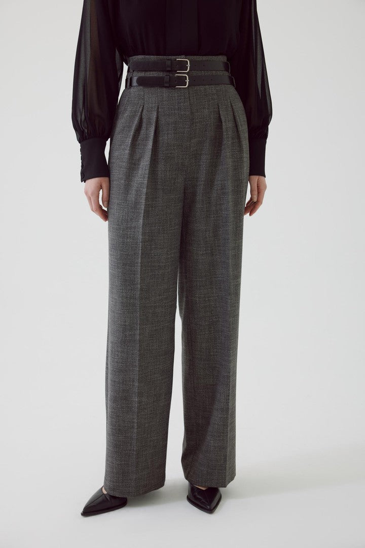 Anthracite Regular Fit Pants with Belt