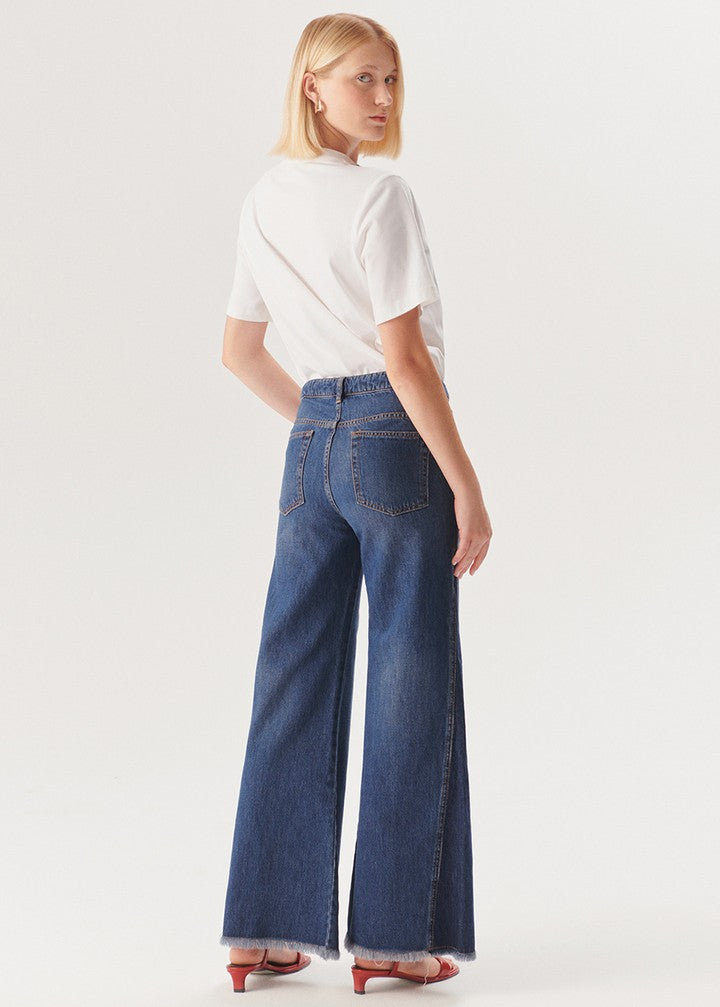 Raw Hem Wide-Leg Jeans