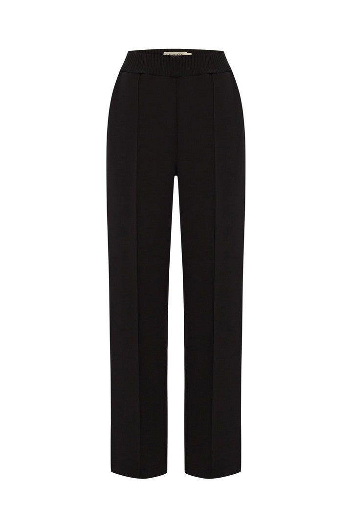 Regular Fit Straight Leg Pants with Elastic Waist