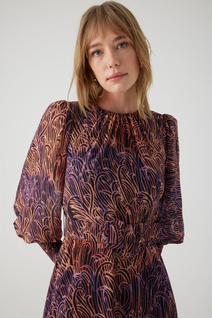 Regular Fit Midi Dress with Ethnic Pattern