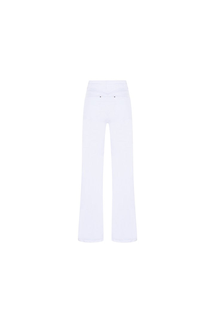 High-Waisted White Flare Jeans