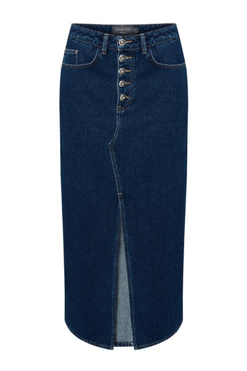 Structured High-Waist Denim Skirt