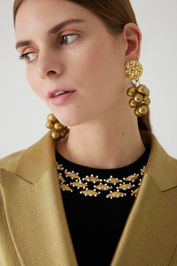 Gold Oversize Blazer with Wrap Front