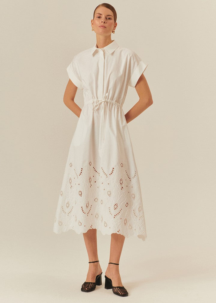 Crisp and Chic Belted Dress
