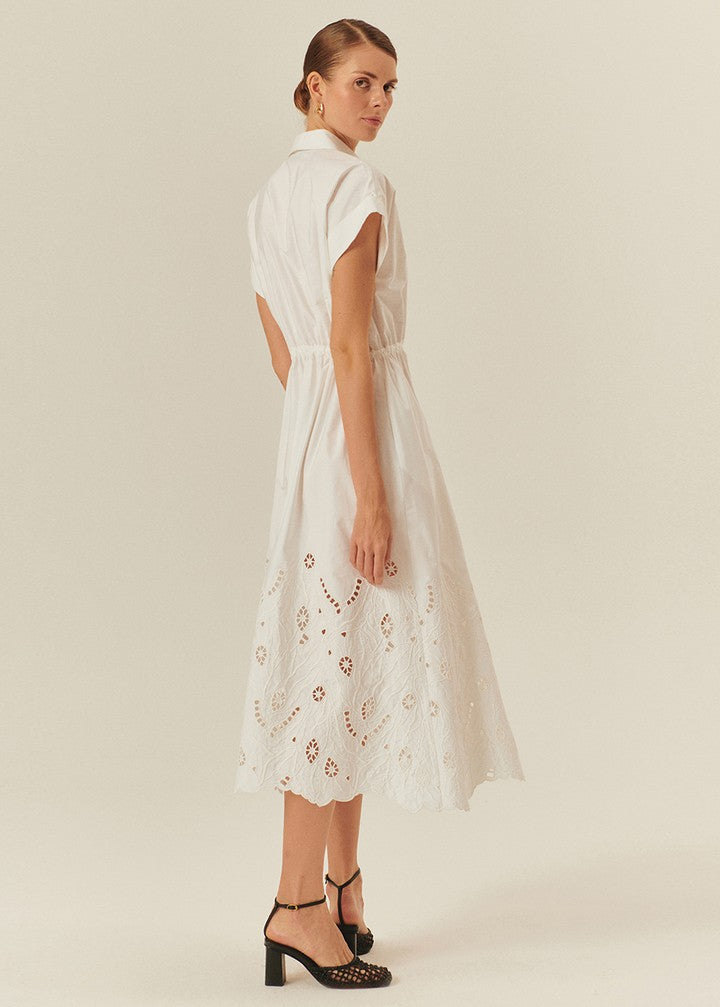 Crisp and Chic Belted Dress