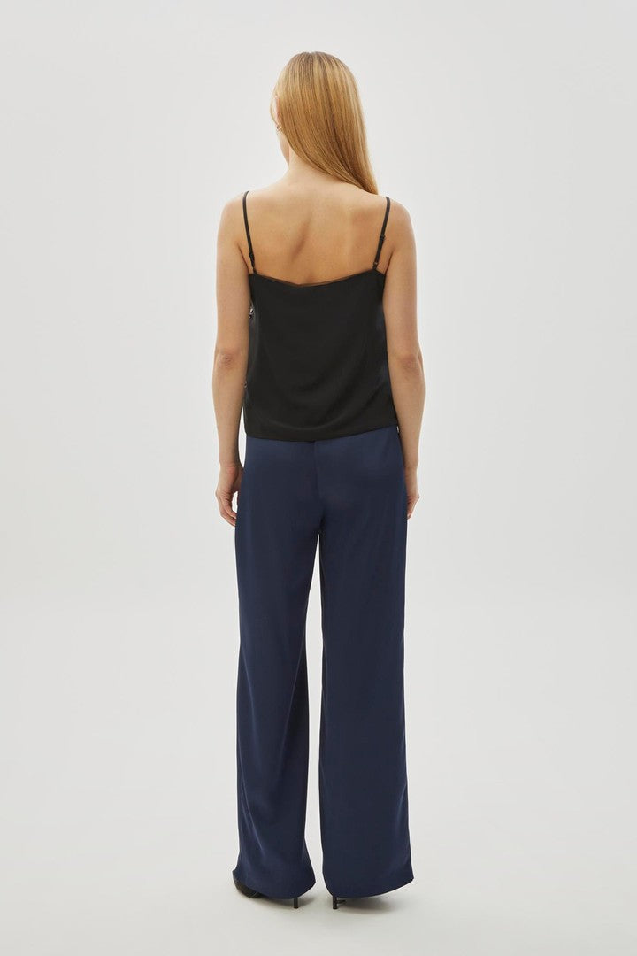 Regular Fit Wide Leg Trousers with Drawstring Detail