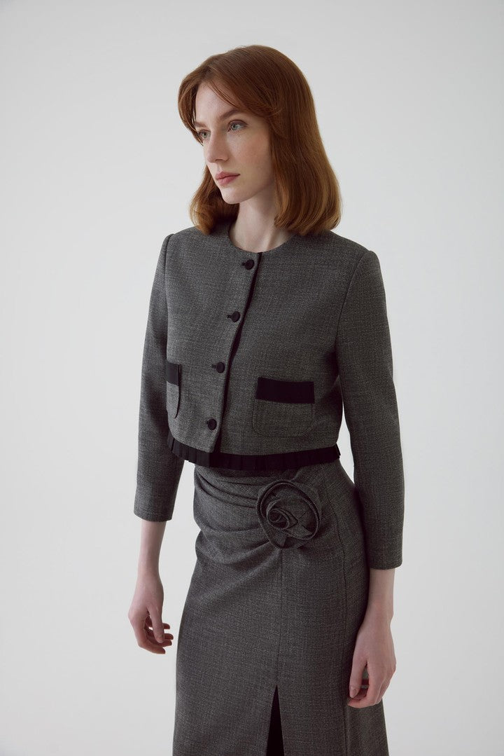 Anthracite Regular Fit Cropped Jacket with Pockets