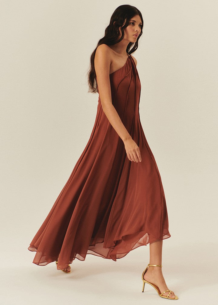Ethereal One-Shoulder Chiffon Maxi