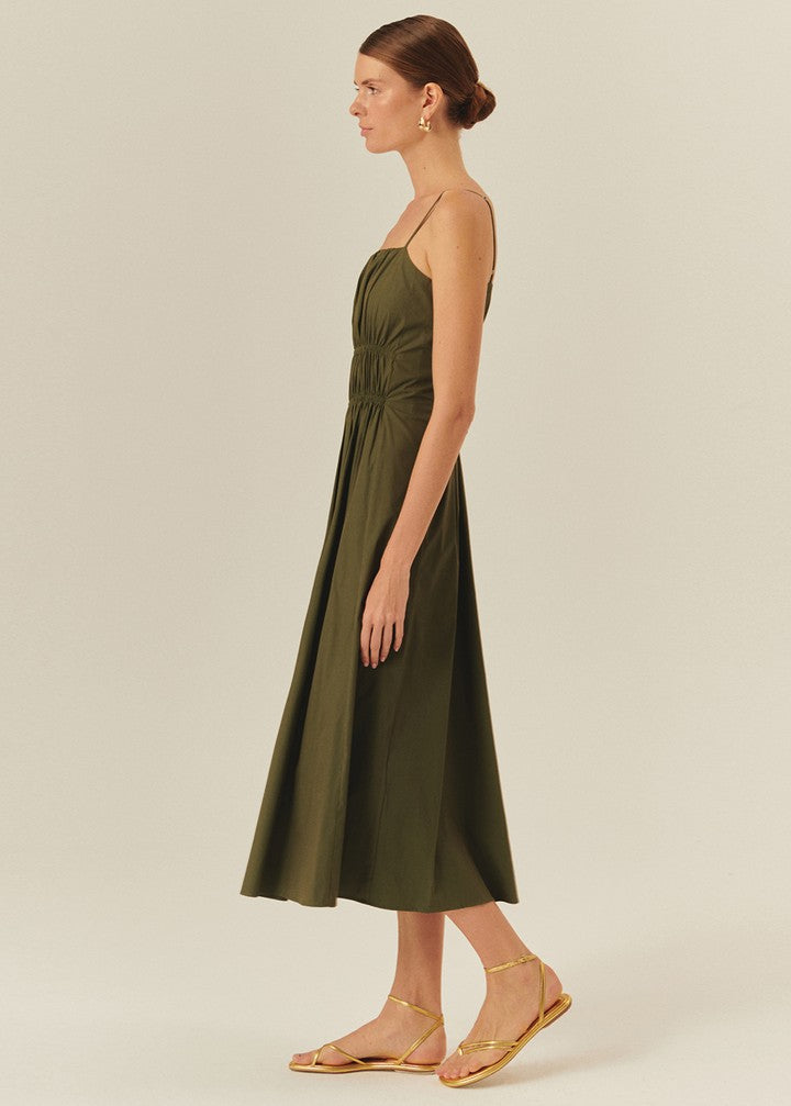 Smocked Bodice Midi Dress