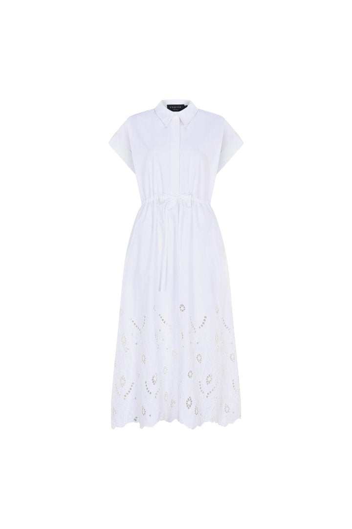 Crisp and Chic Belted Dress
