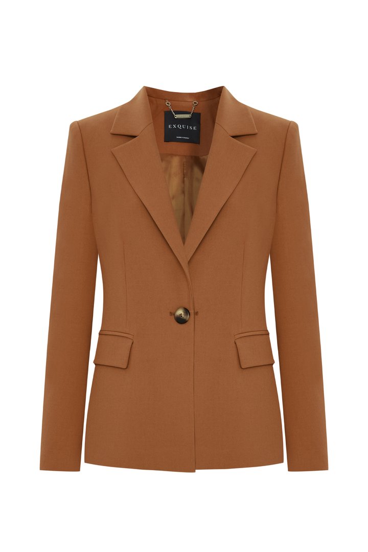 Cinnamon Slim Fit Blazer Jacket with Wrap Front
