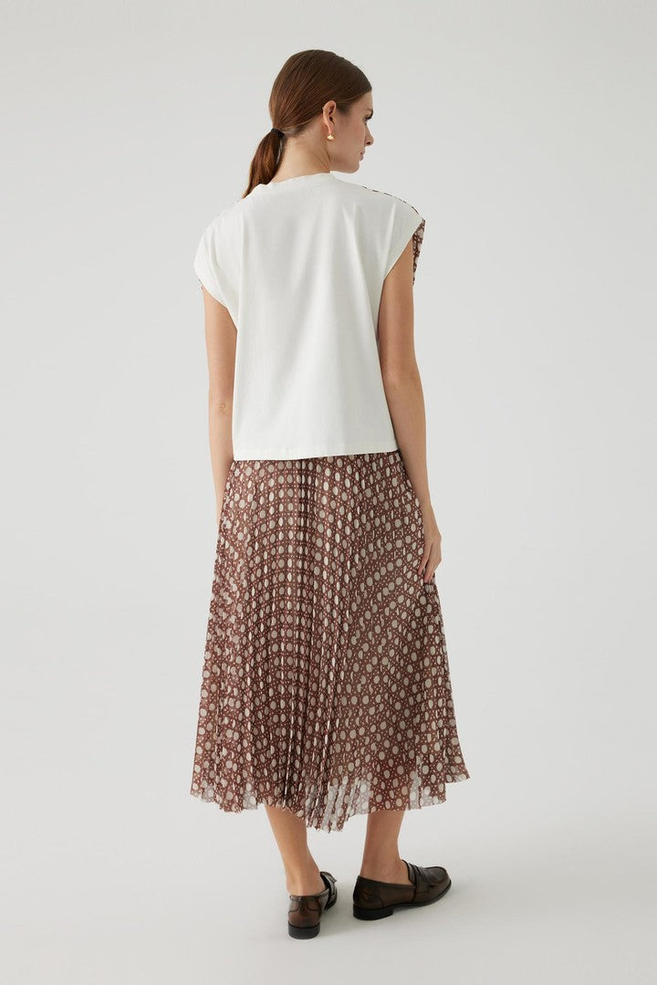 Brown Regular Fit Blouse with Basket Weave Pattern