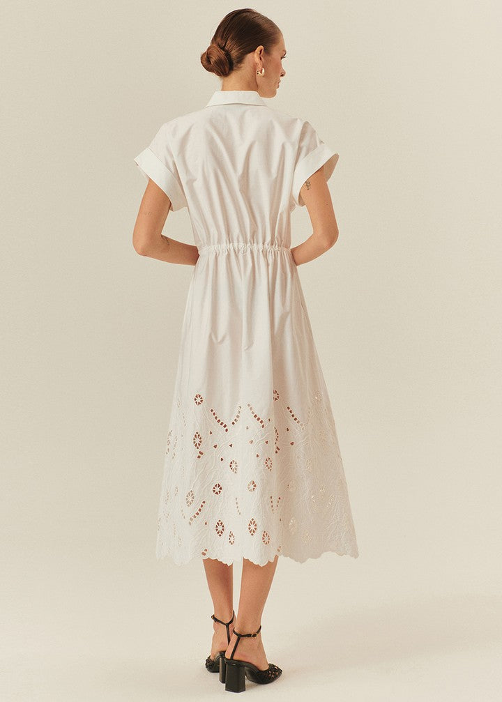 Crisp and Chic Belted Dress