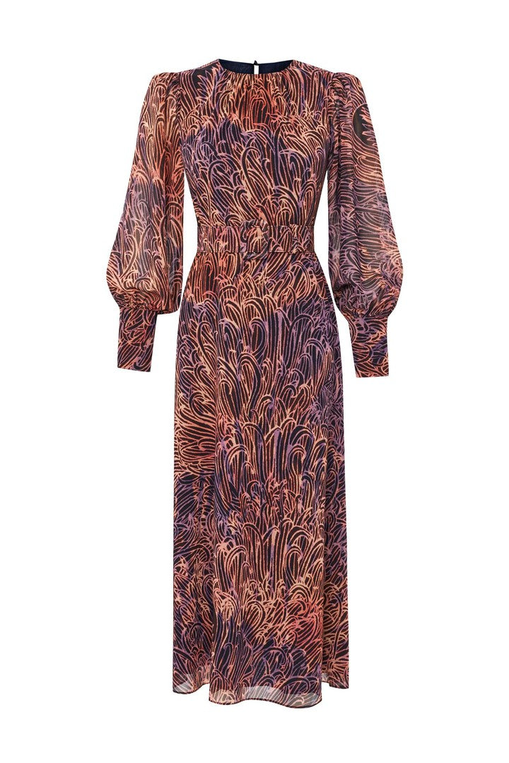 Regular Fit Midi Dress with Ethnic Pattern