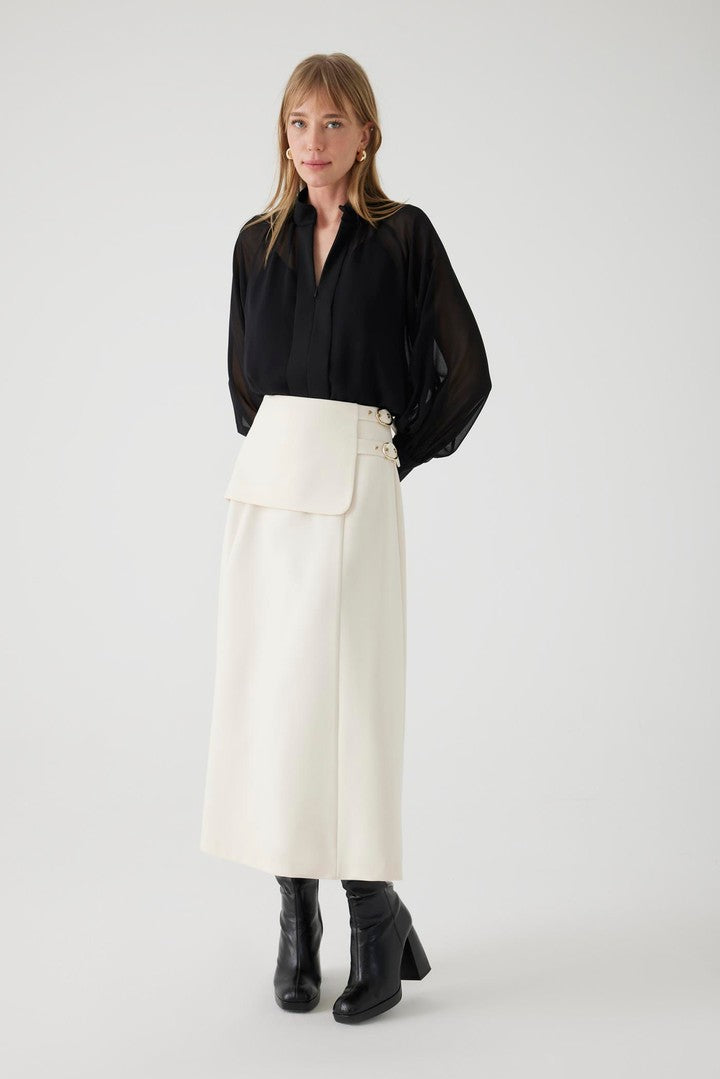 Black Regular Fit Blouse with Chiffon Lining