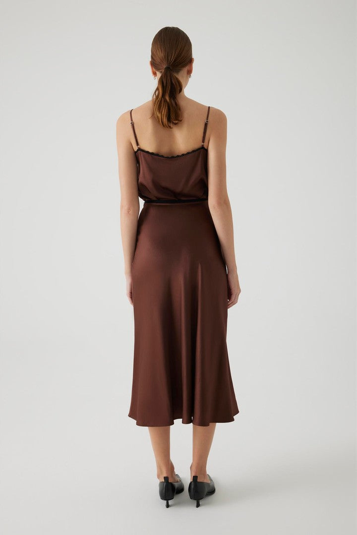 Regular Fit Satin Midi Skirt