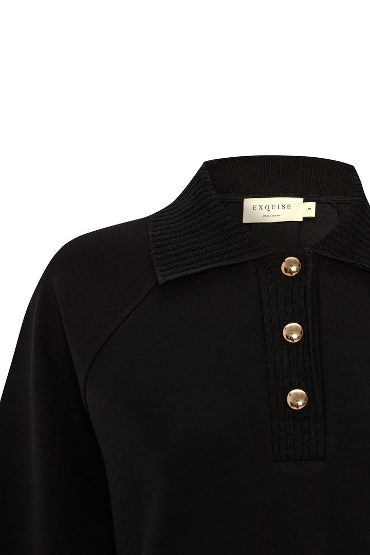 Regular Fit Knitted Sweatshirt with Polo Collar