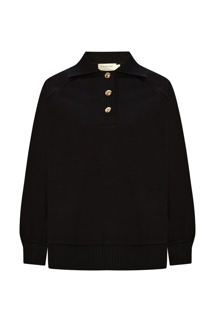 Regular Fit Knitted Sweatshirt with Polo Collar