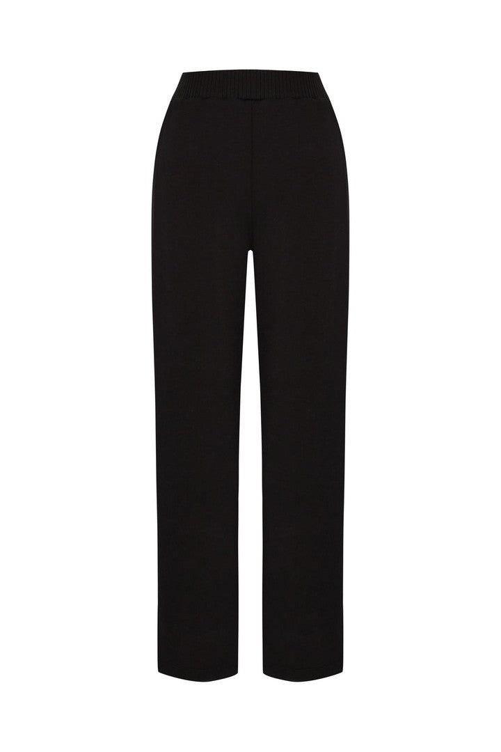 Regular Fit Straight Leg Pants with Elastic Waist
