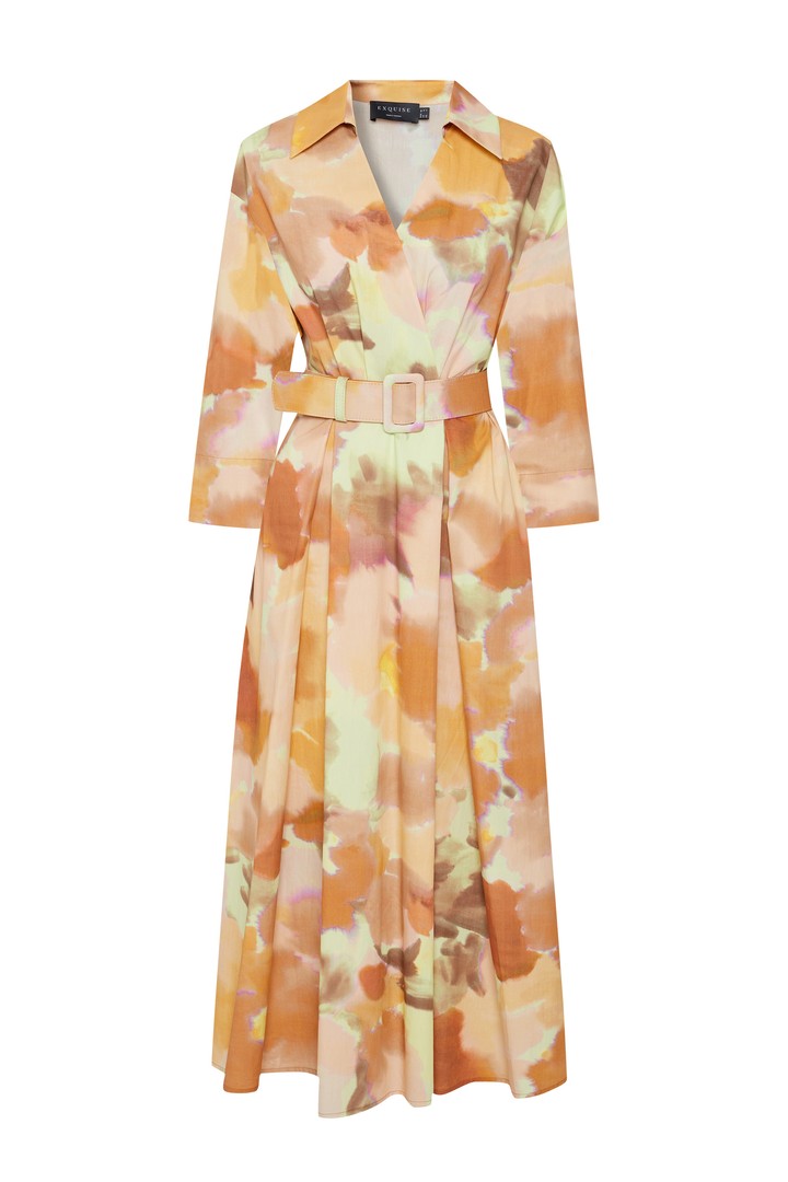 Watercolor  Belted Cotton Dress