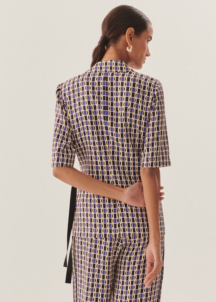 Checkered Belted Wrap Top