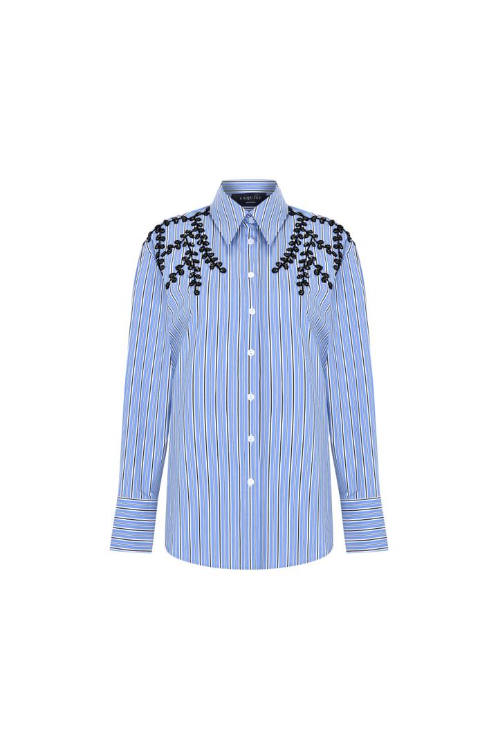 Elegant Beaded Work Shirt