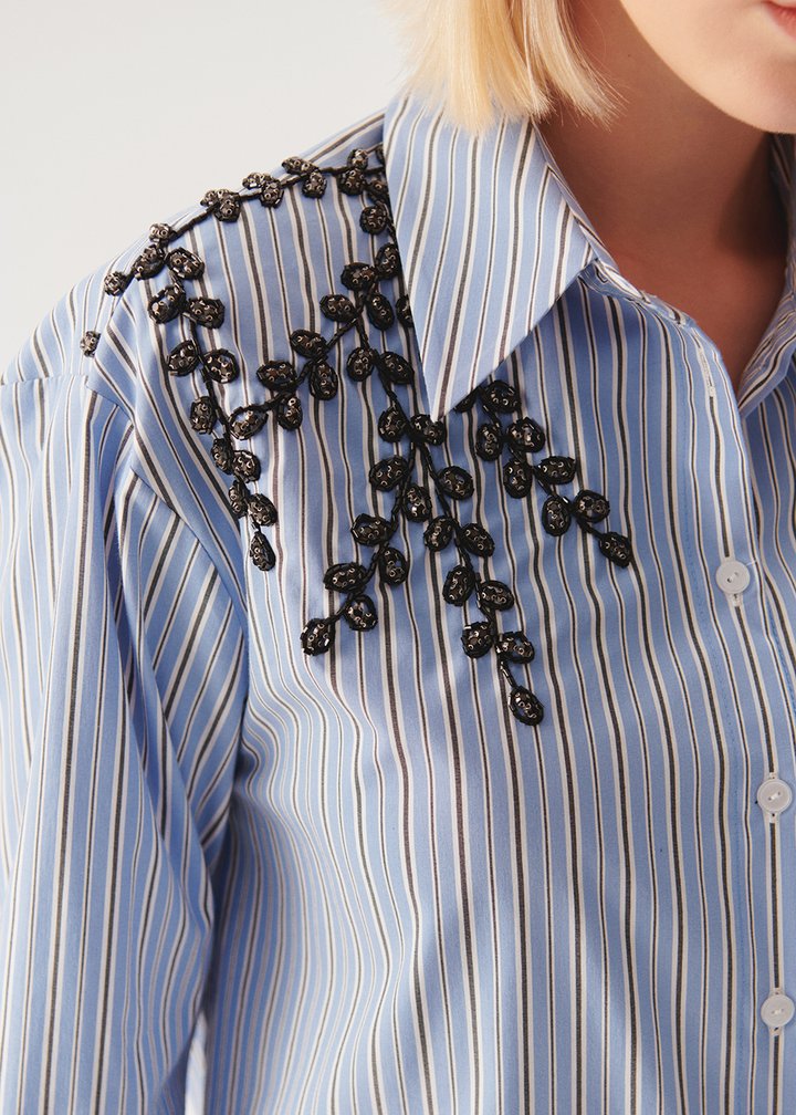 Elegant Beaded Work Shirt