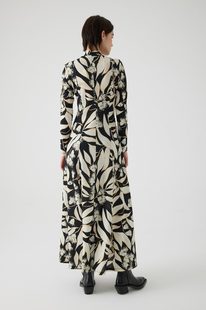 Floral Print Regular Fit Maxi Dress with High Neck