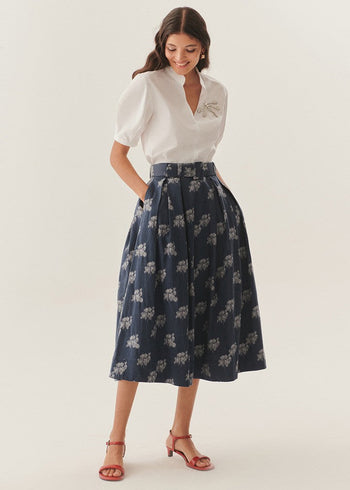 Lace-Detail Cotton Skirt
