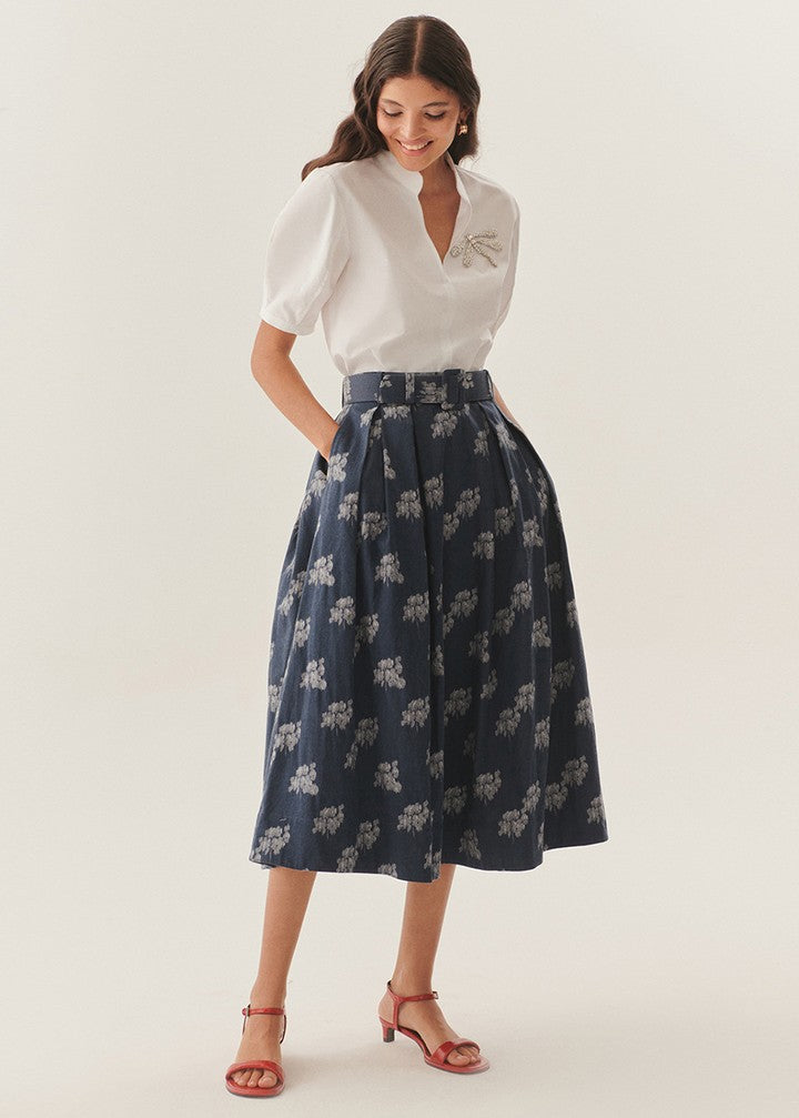 Lace-Detail Cotton Skirt