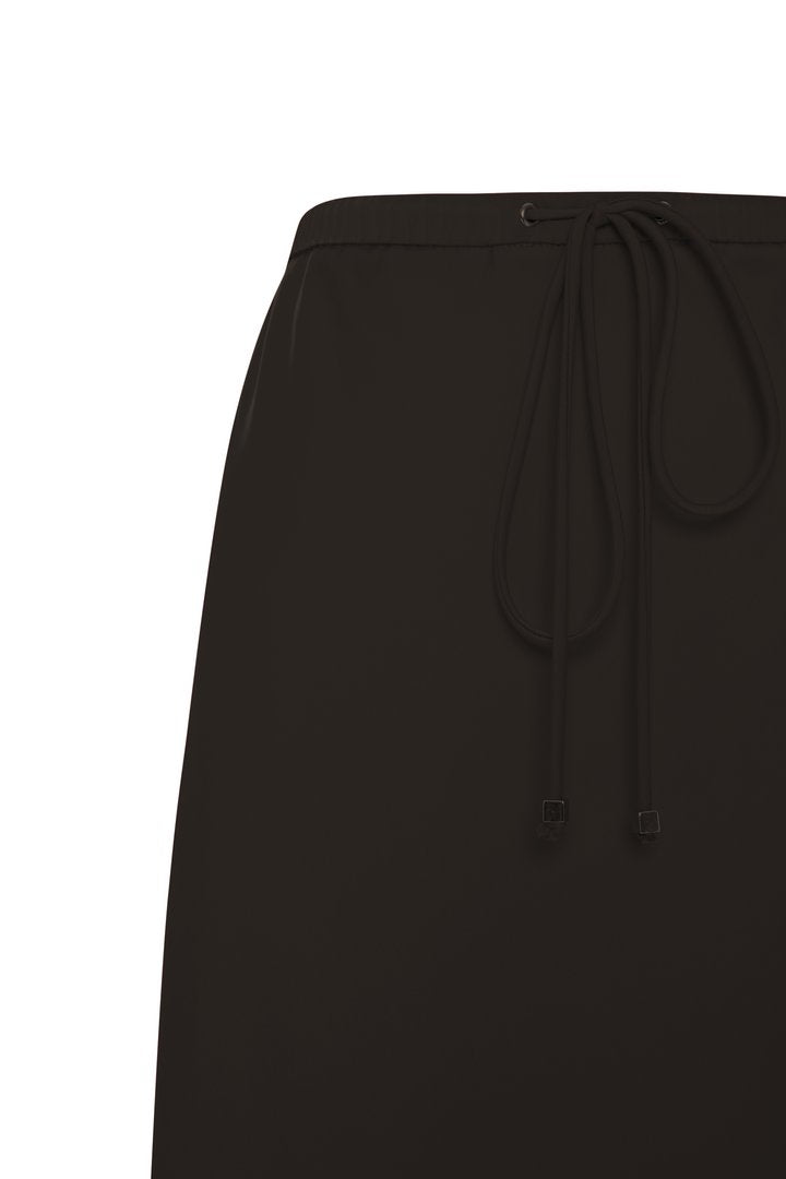 Regular Fit Satin Midi Skirt with Drawstring Detail