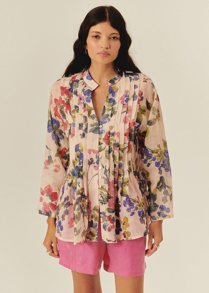 Watercolor Floral Tunic Blouse