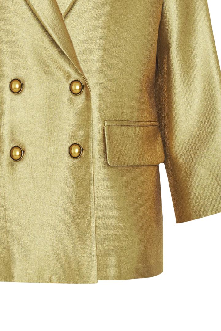 Gold Oversize Blazer with Wrap Front