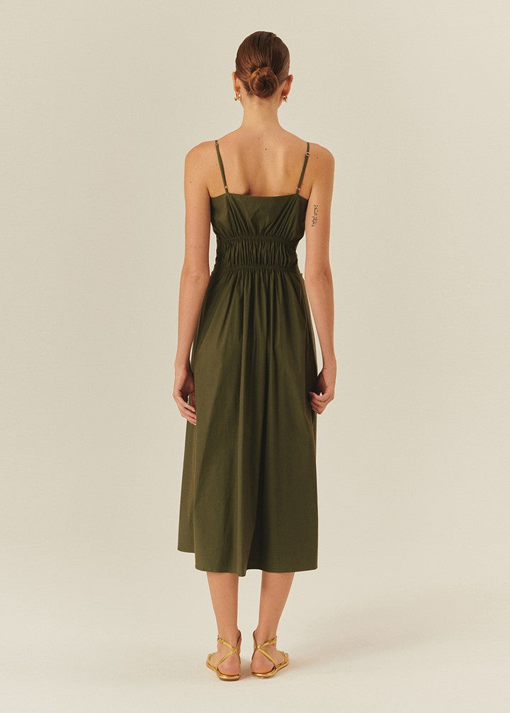 Smocked Bodice Midi Dress