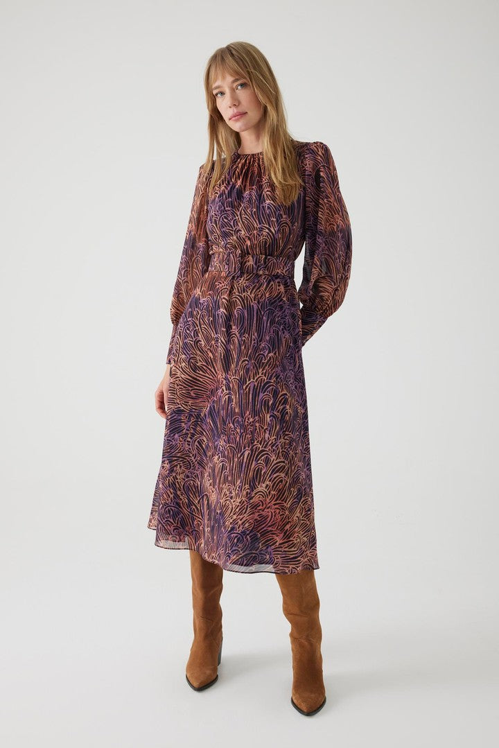 Regular Fit Midi Dress with Ethnic Pattern