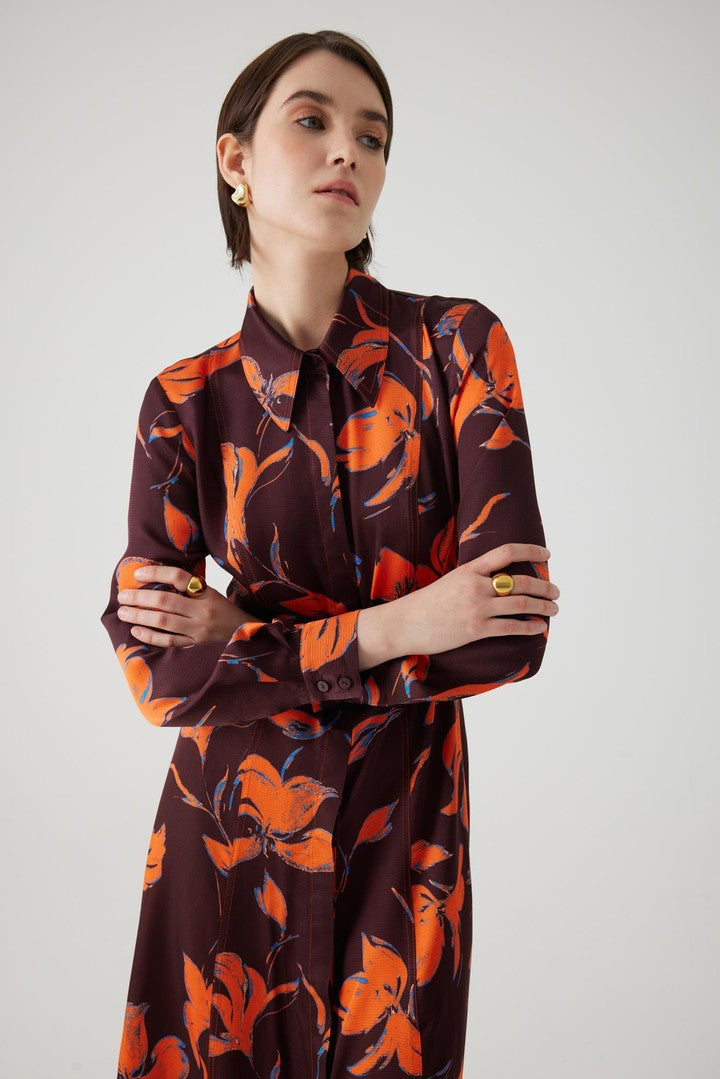 Regular Fit Floral Print Midi Dress