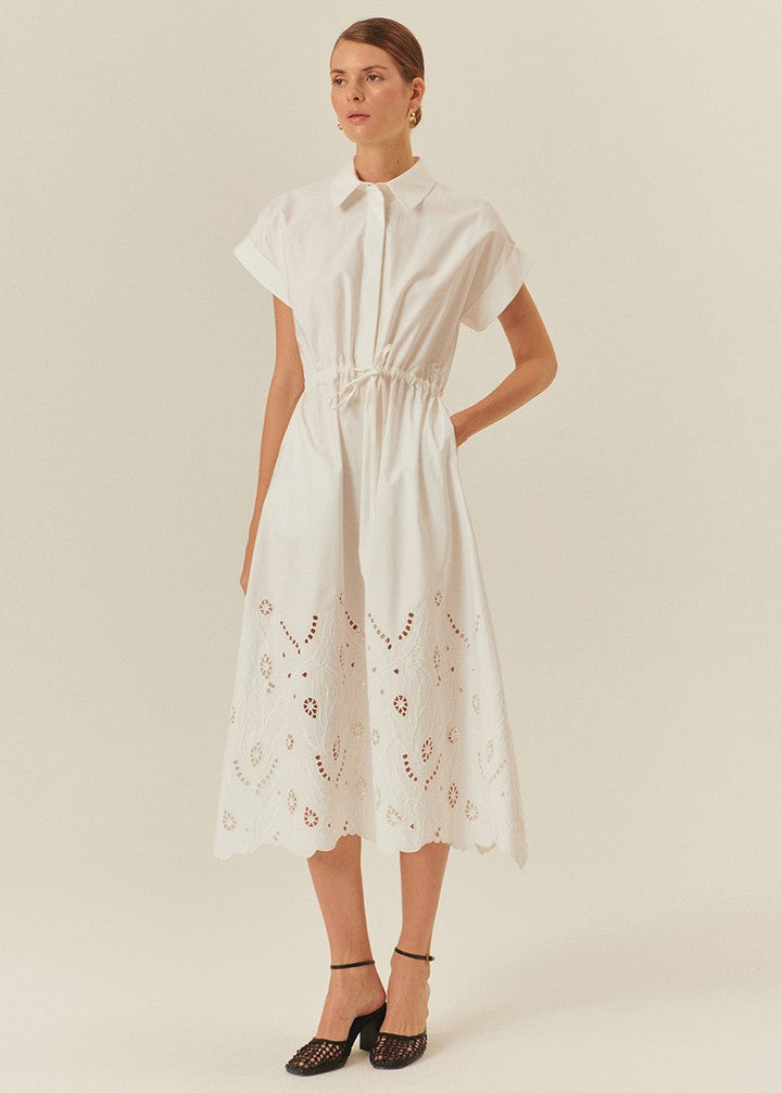 Crisp and Chic Belted Dress